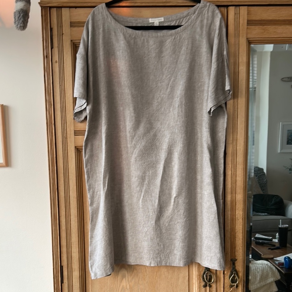 Eileen Fisher glittery tan Linen Top